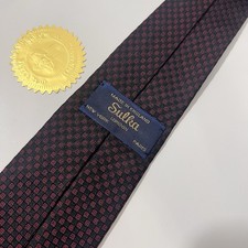 SULKA Black&Red Woven Silk Luxury Tie In Square Pattern 58x3.25” picture