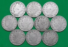 Ten Liberty V Nickels--NICE Variety of Dates US COIN COLLECTION LOT SHARP COINS picture