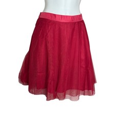 Unique Vintage Tulip B Red Tulle A-line Swing Mini Skirt S NWT picture