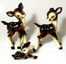 Set of 3 Vintage Deer Fawn Family Porcelain “Fine Quality A Japan” 3” to 5.5” picture