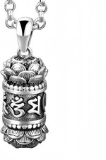 Silver Buddhist Mantra Necklace - Tibetan Prayer Buddhist Mantra Necklace, Bless picture