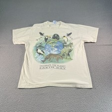Vintage Nature Earth Day Shirt Mens Large White Animals Celebrate The Planet 90s picture