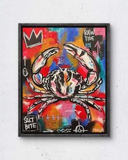 Faris Original 11x14 Expressionist Crab Raw Tide Painting Painting Signed Canvas picture