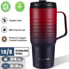 HAUSHOF 24oz Travel Mug with Handle, Stainless Steel Vacuum Insulated Leak Proof picture