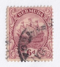 MATT'S STAMPS SCOTT BERMUDA #47 CARAVEL 6-PENCE ISSUE OF 1924, USED picture