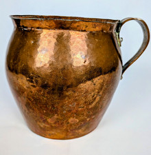 Antique 19thC Hand Hammered Copper Pitcher Jug Dovetail Cramp Seam Tin Lined picture