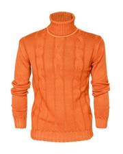 NWT EZZELINO Turtleneck SWEATER 6-ply merino wool orange luxury Italy 2XL picture