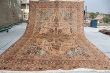 6'7x9'5 ft Vintage Afghan Distressed Rug, Handmade Medallion Rug Living Room Rug picture