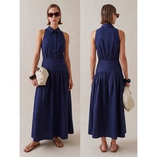 NWT o.p.t Blyss Cotton Drop Waist Maxi Dress in Navy Blue - Size 6 picture