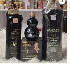 Lait Snapchat Black Diamond Set. Lotion, Serum. Shower gel  & Face Cream.4pcs picture