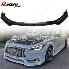 For 2017-2022 Infiniti Q60 Gloss Black Front Bumper Lip Splitter Spoiler 3PCS picture