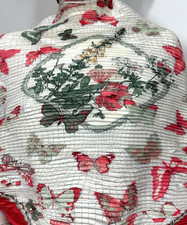 Hermes Scarf 90 'Farandole' Butterflies Plisse Pleated Carre Red x White picture