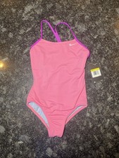Nike Youth Girls Pink One Piece Swimsuit NEW NWT 8-10 Years picture