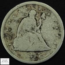 1875 S Silver Twenty Cent Piece 20C - Cleaned picture