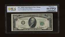 DBR 1950-B $10 Chicago Fr. 2012-G PCGS-B 64 PPQ Serial G45682182F picture