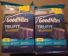Lot Of 2 NEW GoodNites Tru-Fit Real Underwear Boys L/XL Starter Packs Tru Fit picture
