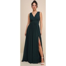 Lulus Thoughts of Hue Emerald Green Surplice Maxi Dress Formal Wedding Guest XL picture