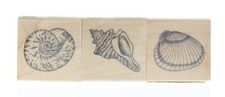 Inkadinkado Seashell Trio Ocean Sea Shells Wooden Rubber Stamp picture