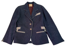 Vintage  Hermes Women's 100% Cotton Lined Two Button Denim Jacket Blazer SZ L picture