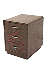 Vintage Japanese Kamakura Bori Carved Lacquer Small Cabinet Peony Showa 23cm picture