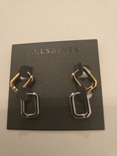 Allsaints Hex Hoop Earrings 2 Pair  Silver/ Gold  picture