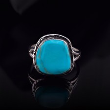 Navajo Kingman Turquoise Ring Size 9 Sterling Silver Native American Handmade picture