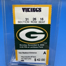 NOV 6, 2000 ANTONIO FREEMAN MNF MIRACLE CATCH VIKINGS PACKERS TICKET STUB picture