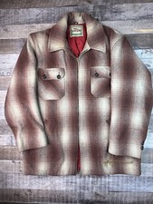 Vintage 50s Merrill Mac Jac Heavy Wool Plaid Hunting Jacket Cruiser Mens L Beige picture