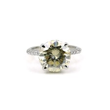 2.9 Ct Round Champagne Lab Grown Diamond Ring VS1 925 Silver Women's Gift picture