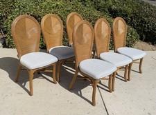 6 Vintage Rattan Pencil Reed Dining Chairs, Schumacher Seats, USHIP delivery picture