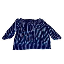 Women’s Zenobia Blue and White Striped Blouse - Size XL picture
