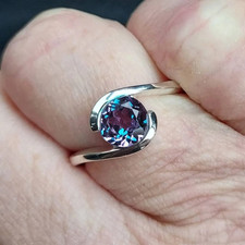 GIE Certified 6 Ct Natural Alexandrite Round Gemstone Ring - Crafted 925 Silver picture