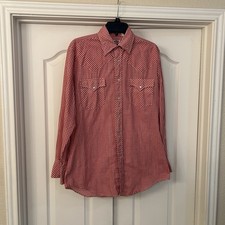 VTG Pardners Men’s Western Red White Gingham Pearl Snap Long Sleeve Shirt  Med picture