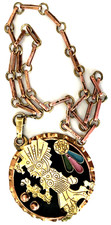 Vintage Casa Maya Mexico Statement Necklace Handmade Copper Brass Painted Enamel picture
