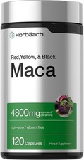 Maca Root Capsules 4800mg | 120 Pills | Red, Yellow, Black Maca | by Horbaach picture