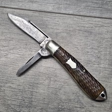 Antique E.A. Kocher & Co NY 2 Blade Jigged Bone Pocket Knife Strong Snap picture