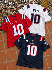 Nike New England Patriots Drake Maye #10 Football Jersey Captain All Sizes picture