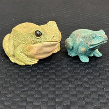 Vintage Sandicast 291 Frog Sandra Brue 1984 & Meico Verdigris Toad Figurine Set picture