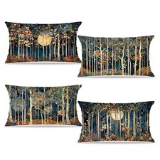 BUJSP Rustic William Morris Inspired Forest Moon Decor Pillow Covers 12x20 Set picture