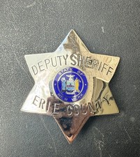 VTG Obsolete Erie County New York Special Deputy Sheriff Badge w/Original Wallet picture