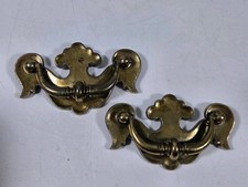 VTG Brass Bail Pulls Drawer Batwing Furniture Hardware Ornate Set of 2 - 3