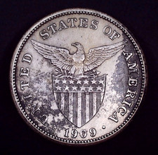 1909-S Philippines, United States Peso Silver Coin, Standing Liberty Filipinas picture
