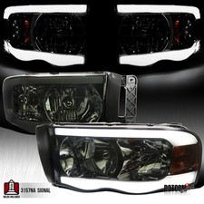 Fit 2002-2005 Dodge RAM 1500 2500 3500 Smoke LED Tube Headlights Lamps 02 03 04 picture