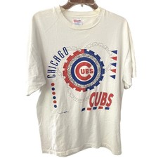 VTG 1993 Chicago Cubs T-Shirt SINGLE STITCH Pennant/Wheel TEAM HANES sz L picture
