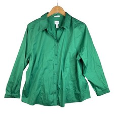 Chico's No Iron Button Down Stretch Shirt Size 3 | US size XL Green picture