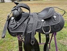 Black Western Argentinian Leather Horse Pleasure Saddle Free Tackset  15