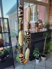 Monies Gerda Lynggaard Chunky Brass Buffalo Horn Beaded Leather Necklace Vintage picture