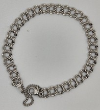 Vintage James Avery Sterling Silver Double Curb Charm Bracelet 7 3/16