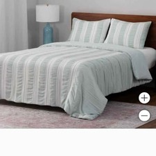 Berkshire life waffle stripe 3 piece comforter set, Queen,  new picture