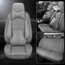 PU Leather Universal Car Seat Covers 5-Seat Full Set Front Rear Cushion Covers picture